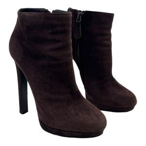 Alexander McQueen Deep Purple Suede High Heel Platform Ankle Booties Women 38
